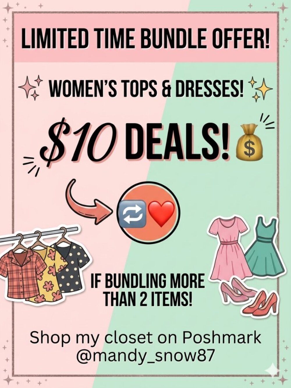 ✨️🛍 WOMENS CLOTHING SALE $10 Tops & Dresses (Bundle 2+)